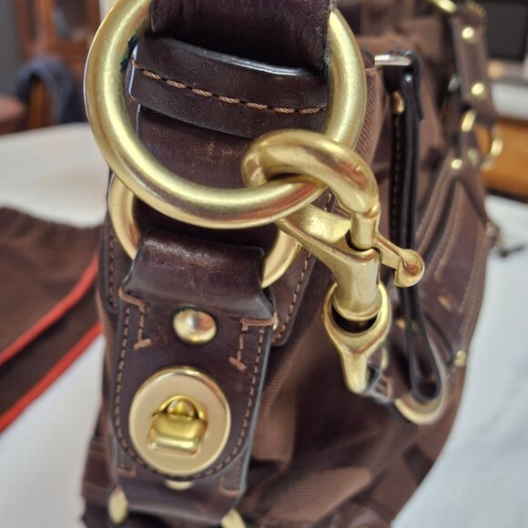 Coach Signature Carly Chocolate Brown Medium Shoulder Bag Purse with Dust Bag - Picture 5 of 12